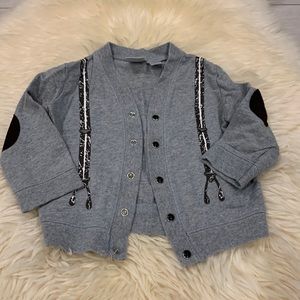 Koala Kids Gray Cardigan Sweater in Sweatshirt Material Gray/Brown Suspenders